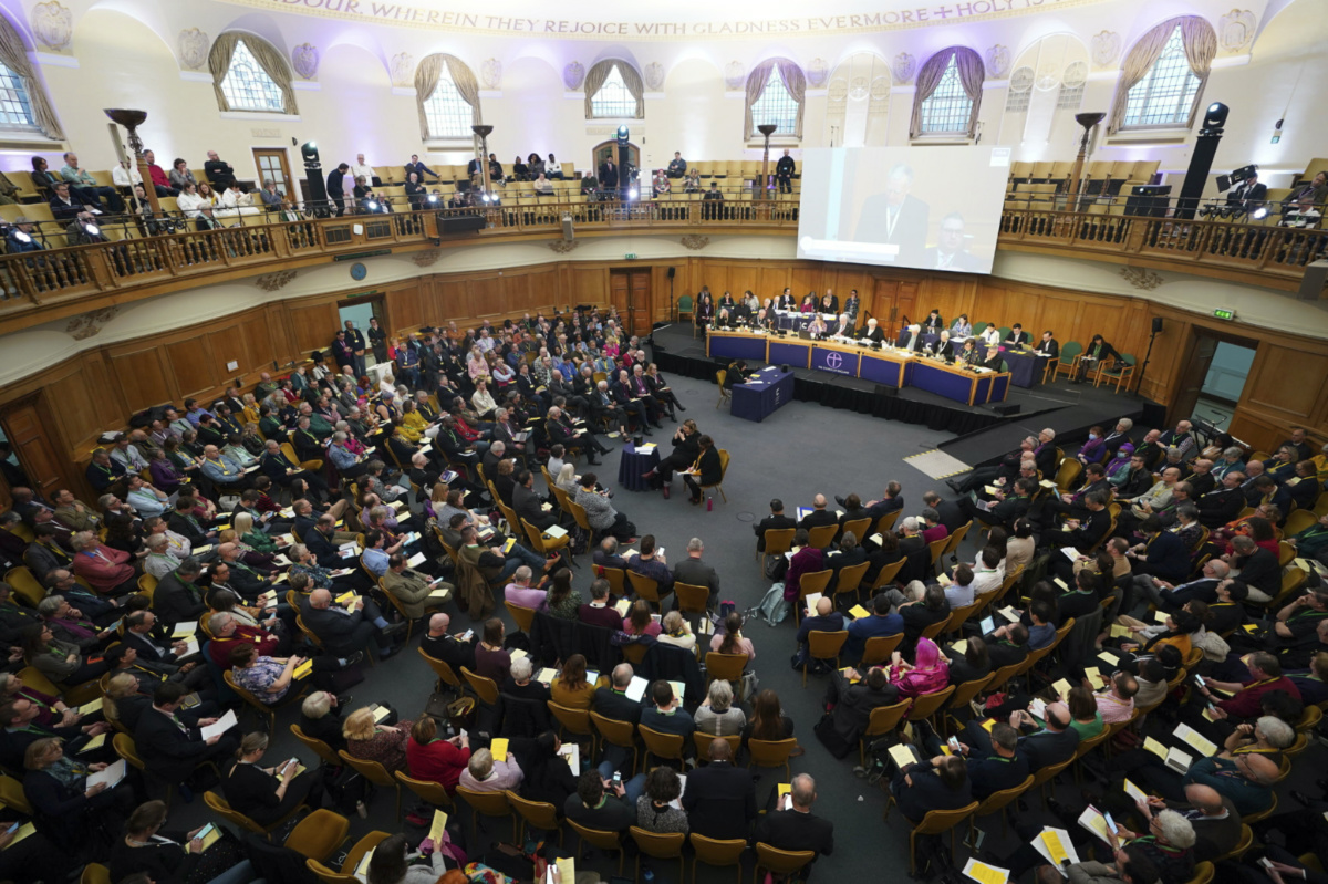 Members of the Church of England's Synod, gather at the General Synod of the Church of England, at Church House in central London, Thursday, Feb. 9, 2023