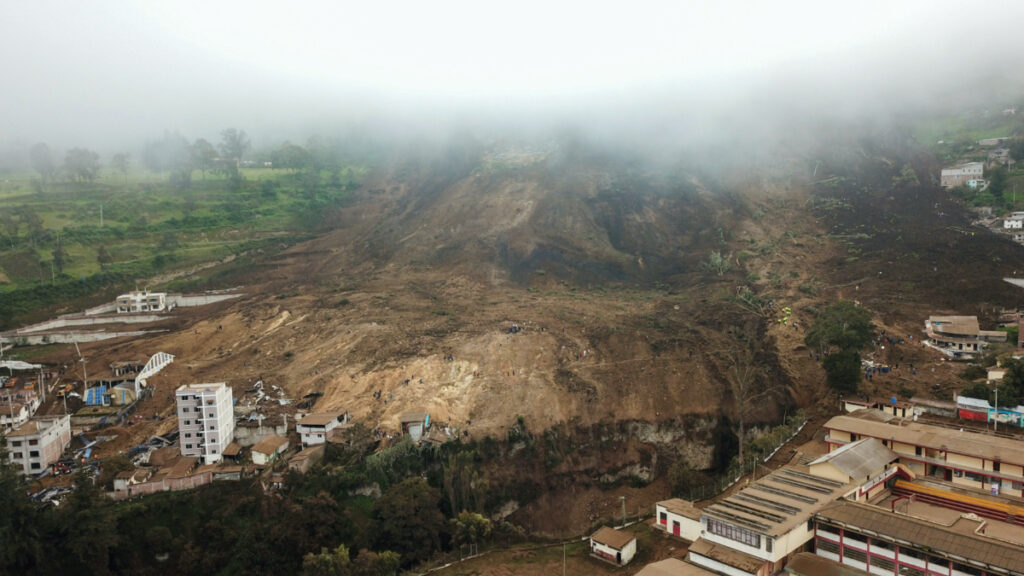 A view shows the site of a landslide in Alausi, Ecuador March 27, 2023. REUTERS/Karen Toro