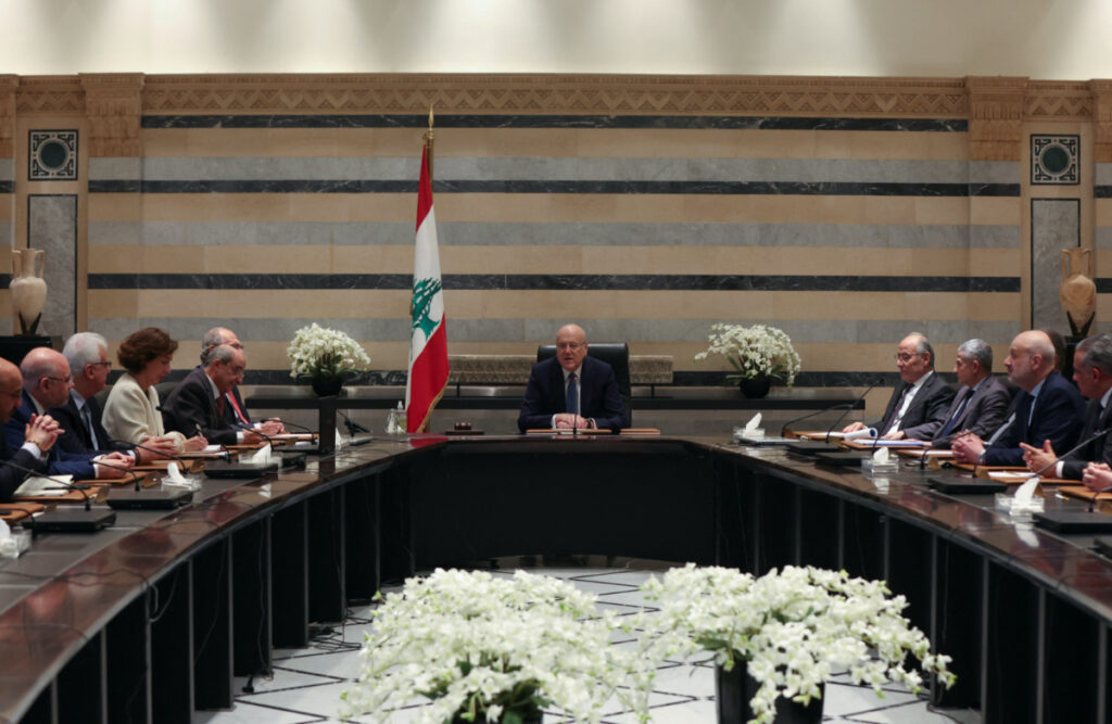 Lebanon's caretaker Prime Minister Najib Mikati heads a cabinet meeting, at the government palace in Beirut, Lebanon, on 27th March, 2023.