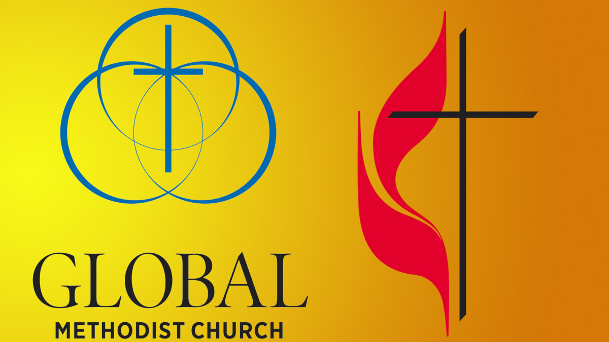 Logos for the Global Medthodist Church, left, and the United Methodist Church, right. Courtesy images