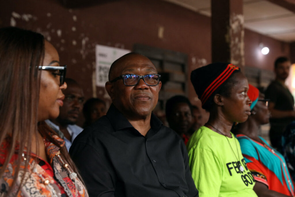 Labour Party Presidential candidate, Peter Obi, waits at a polling unit to cast his vote during Nigeria's presidential election in his hometown in Agulu, Anambra state, Nigeria February 25, 2023.