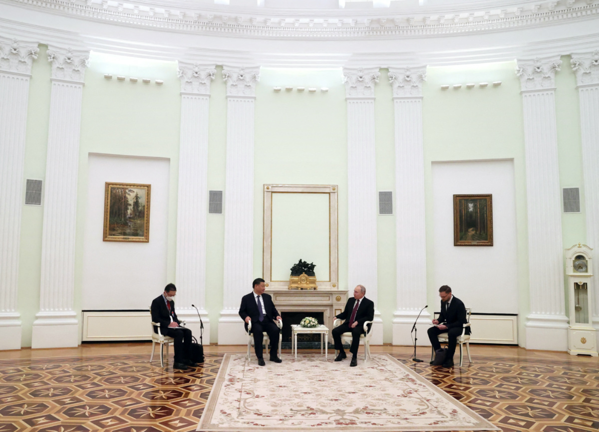 Russian President Vladimir Putin and Chinese President Xi Jinping attend a meeting at the Kremlin in Moscow, Russia, March 20, 2023. Sputnik/Sergei Karpukhin/Pool via REUTERS