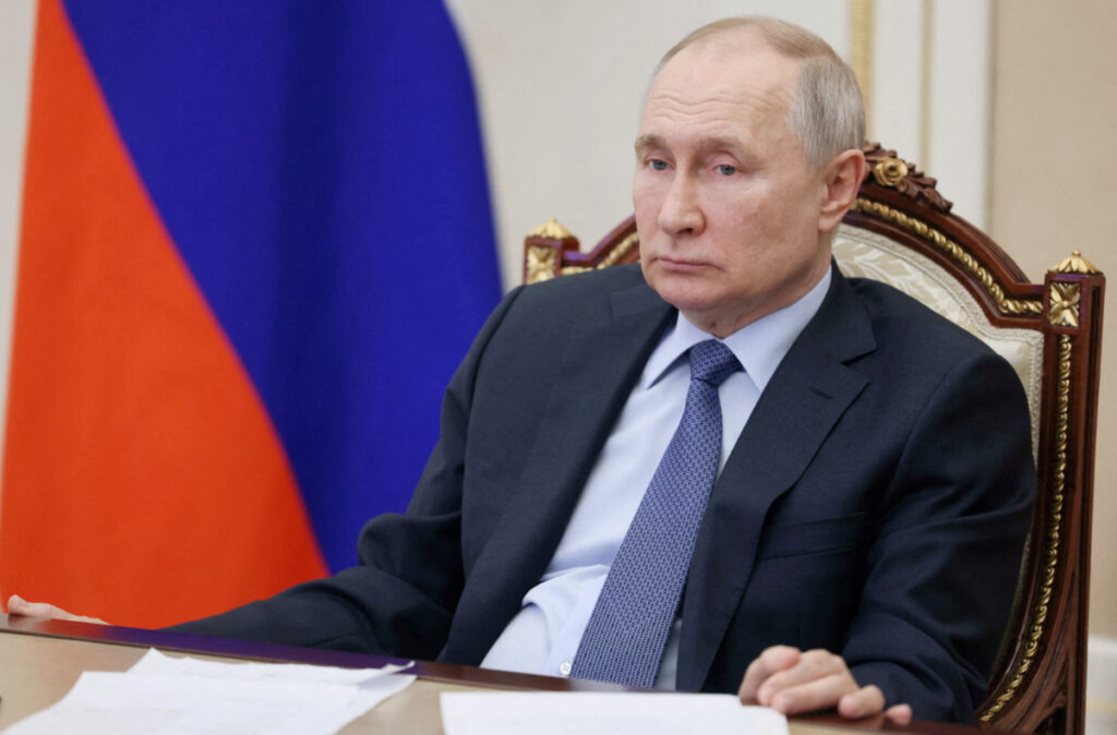 Russian President Vladimir Putin chairs a meeting on the social and economic development of Crimea and Sevastopol, via videolink in Moscow, Russia March 17, 2023