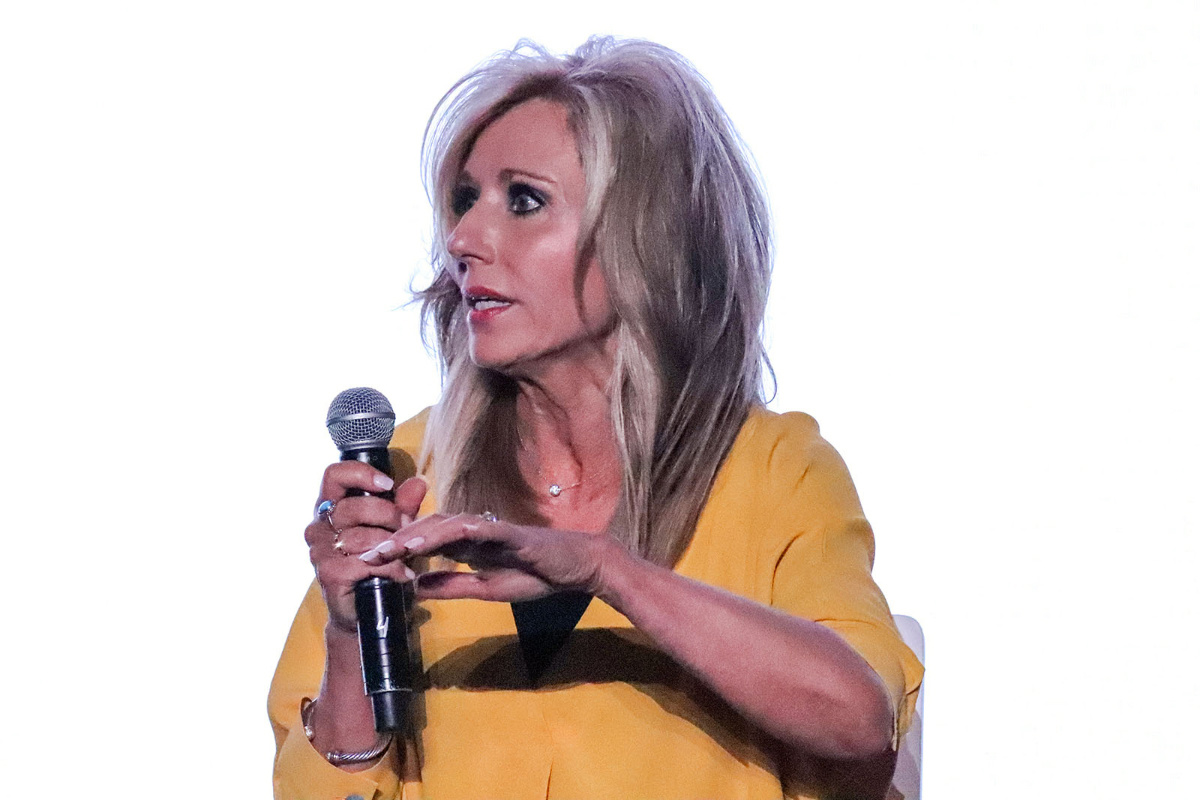 Southern Baptist author and speaker Beth Moore speaks during a panel on sexual abuse in the Southern Baptist Convention that took place at the Birmingham-Jefferson Convention Complex in Birmingham, Ala. on June 10, 2019. RNS photo by Adelle M. Banks. 