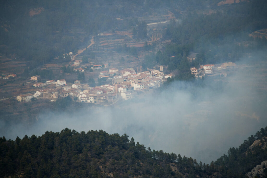 Smoke rises during a wildfire in Los Calpes, Spain, on 24th March, 2023.