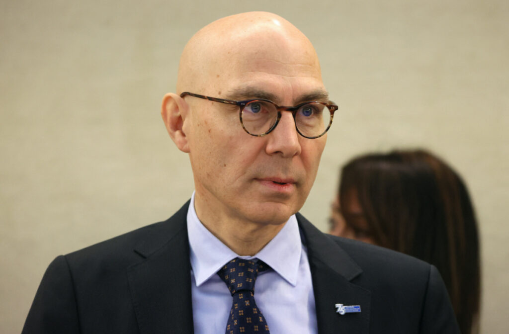 Volker Turk, United Nations High Commissioner for Human Rights, attends the Human Rights Council at the United Nations in Geneva, Switzerland, on 27th February, 2023.