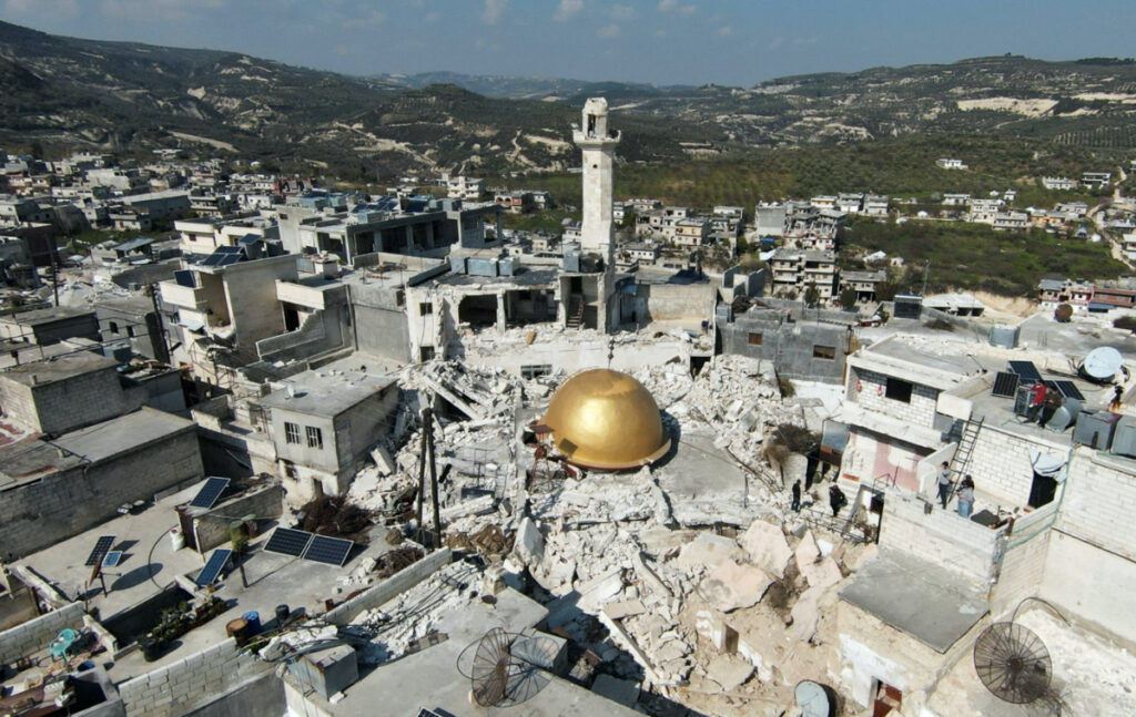 A general view shows a damaged mosque in the aftermath of a deadly earthquake, in rebel-held al-Maland village, in Idlib province, Syria February 24, 2023.