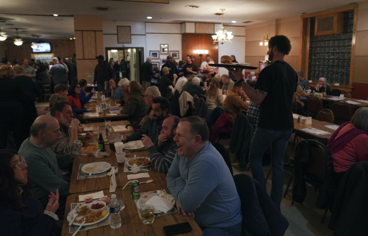 Groups pack the Allegheny Elks Lodge 339 for their annual fish fry on the first night of Lent, in Pittsburgh, on Friday, Feb. 24, 2023. 