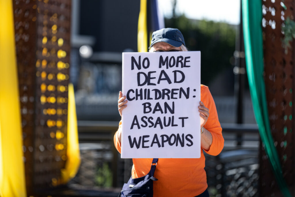 Protesters gather in Reno, Nevada to speak out against gun violence and urge congress to pass gun reform legislation after the school shooting in Uvalde, Texas, on 11th June 2022