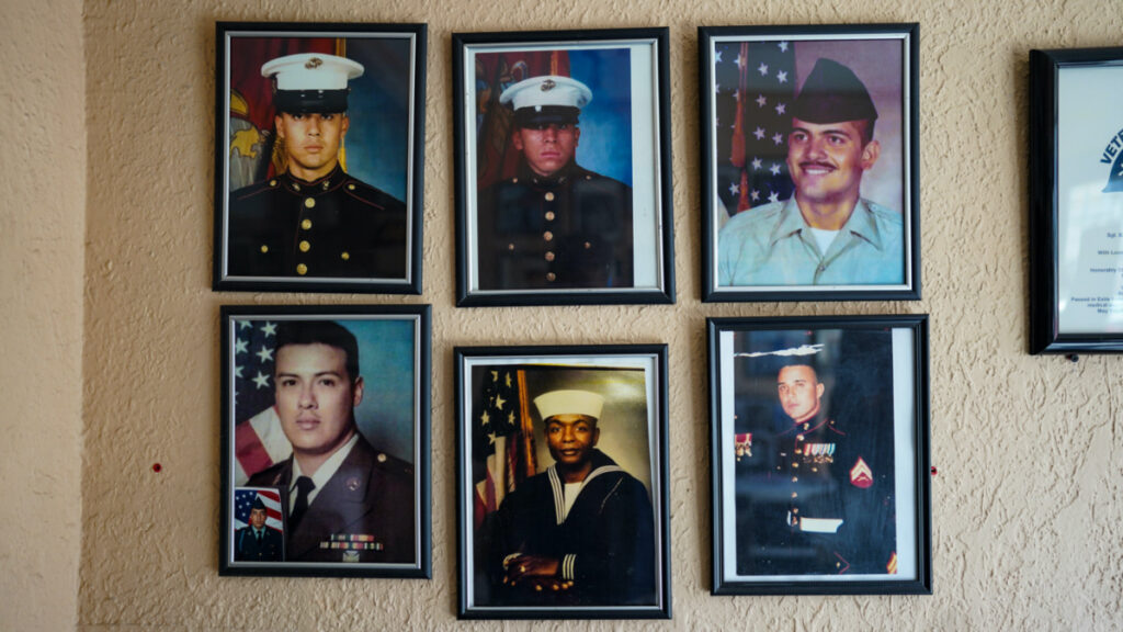 Photos of deported veterans at the offices of Robert Vivar, in Tijuana, Mexico, February, 22 2023.