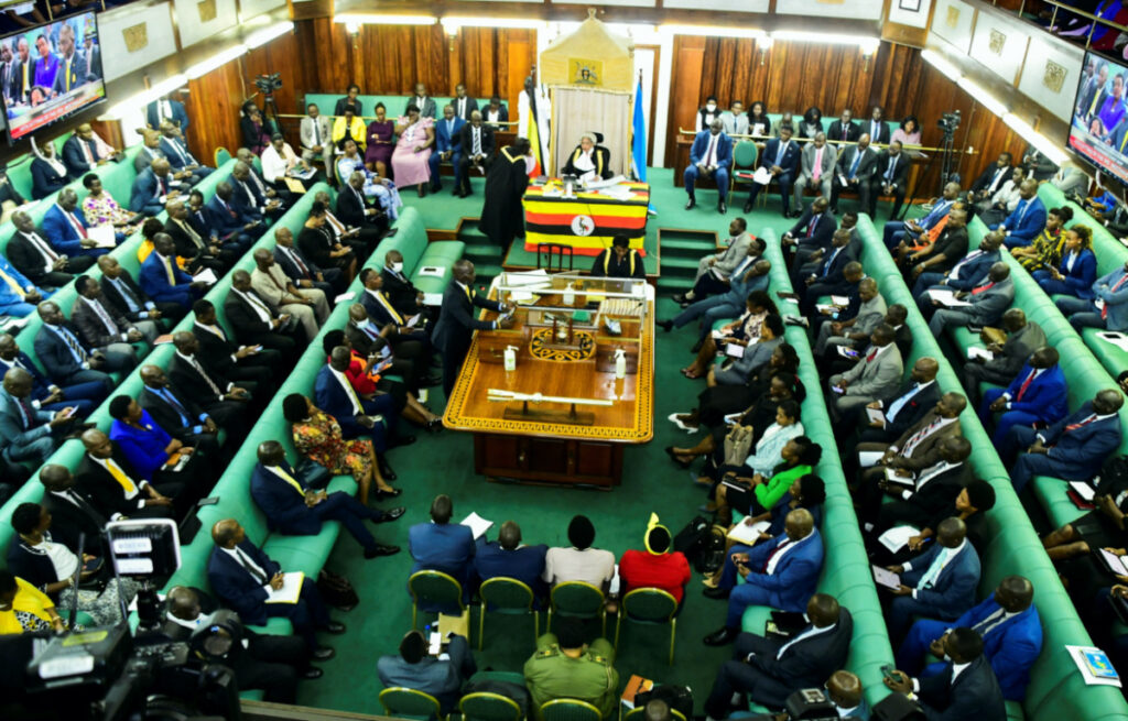 Ugandan legislators participate in the debate of the Anti-Homosexuality bill, which proposes tough new penalties for same-sex relations during a sitting at the Parliament building in Kampala, Uganda March 21, 2023. REUTERS/Abubaker Lubowa