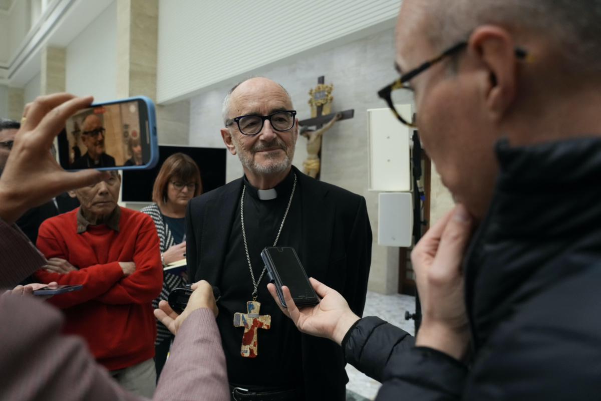 The Prefect of the Dicastery for Promoting Integral Human Development, Cardinal Michael Czerny, meets the journalists at the Vatican press hall, in Rome, on Thursday, 30th March, 2023. 