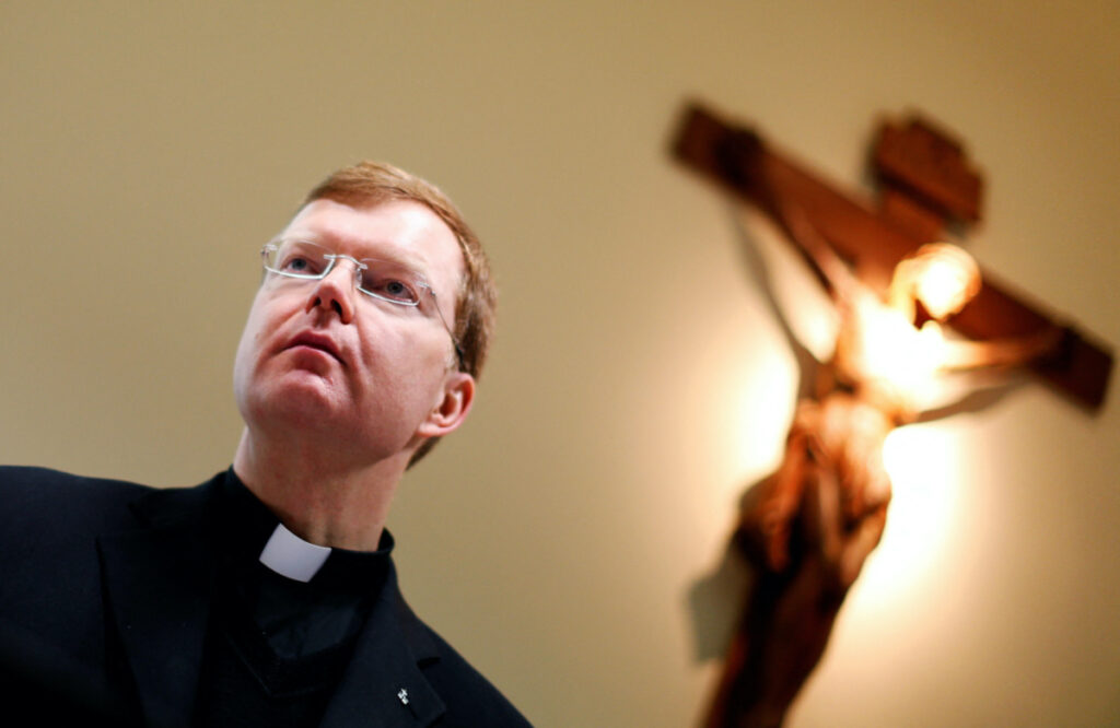 Father Hans Zollner, the Vatican's Chair of the Steering Committee of the Centre for the Protection of Minors, looks on as he attends a news conference at the Pontificial Gregorian University in Rome on 5th February, 2013.