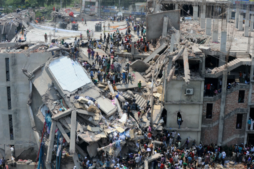 A top view of Rana plaza building which collapse at Savar, near Dhaka, Bangladesh, on 24th April, 2013.