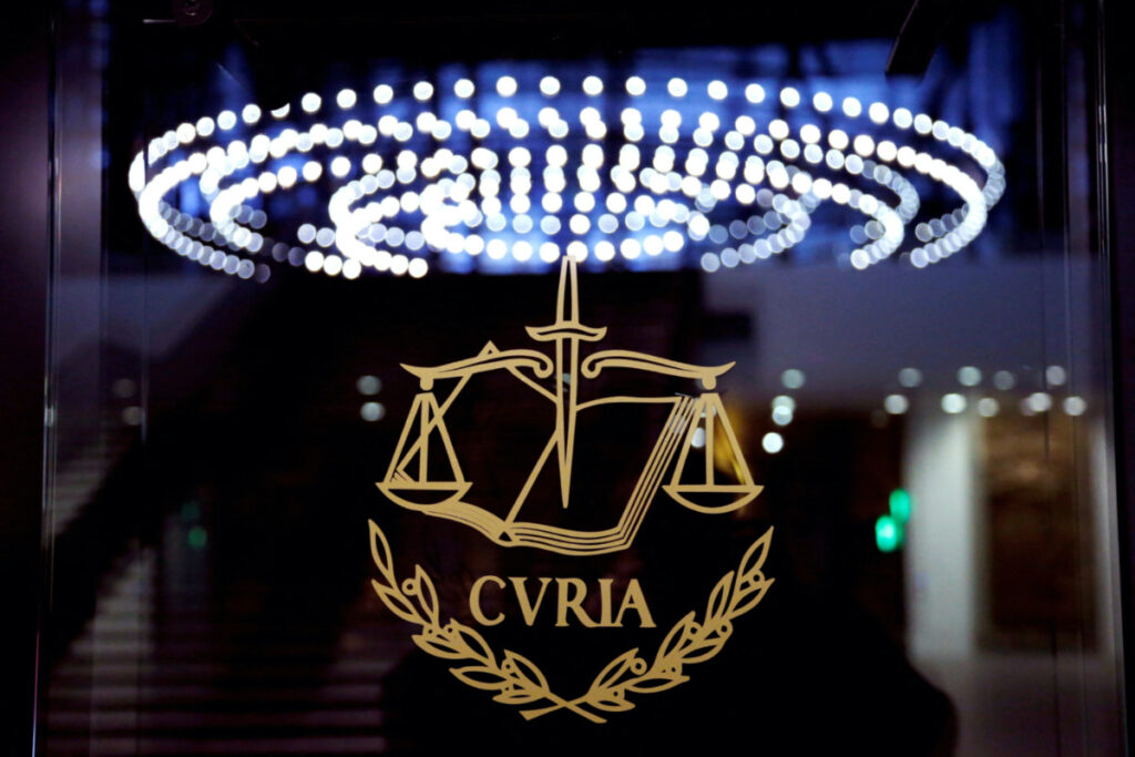 The logo of the European Court of Justice is pictured outside the main courtroom in Luxembourg on 26th January 2017.