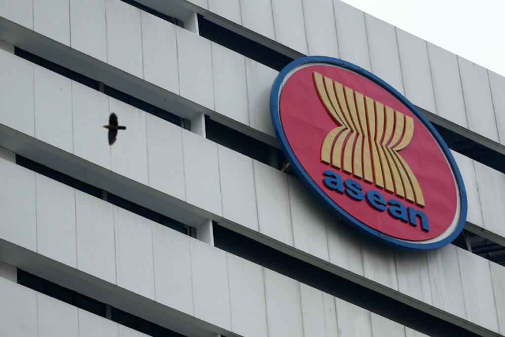 A bird flies near the Association of Southeast Asian Nations secretariat building, ahead of the ASEAN leaders' meeting in Jakarta, Indonesia, on 23rd April, 2021.
