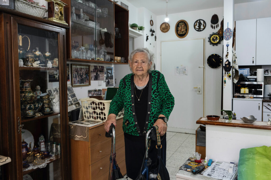 Holocaust survivor Tova Gutstein, 90, who lived in the Warsaw Ghetto as a child, poses for a photo at her apartment in the city of Rishon Lezion, Israel, on Sunday, 9th April, 2023.