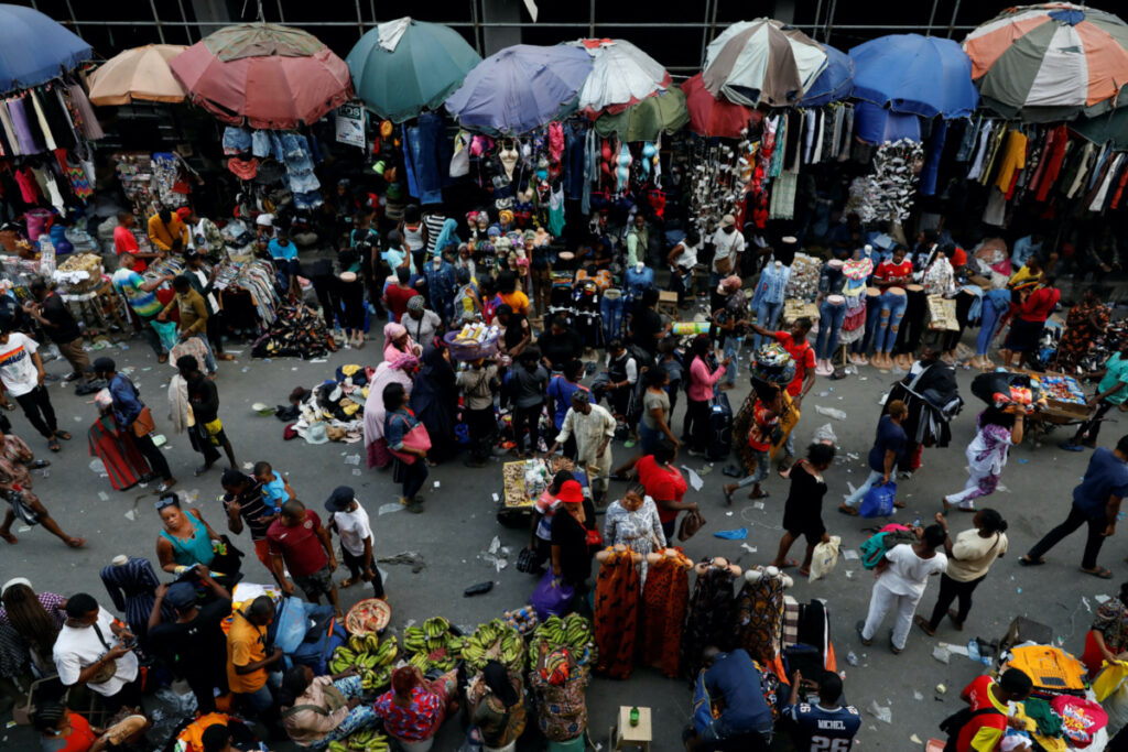 People crowd a market place as they shop in preparation for Christmas in Lagos, Nigeria, on 18th December, 2021.
