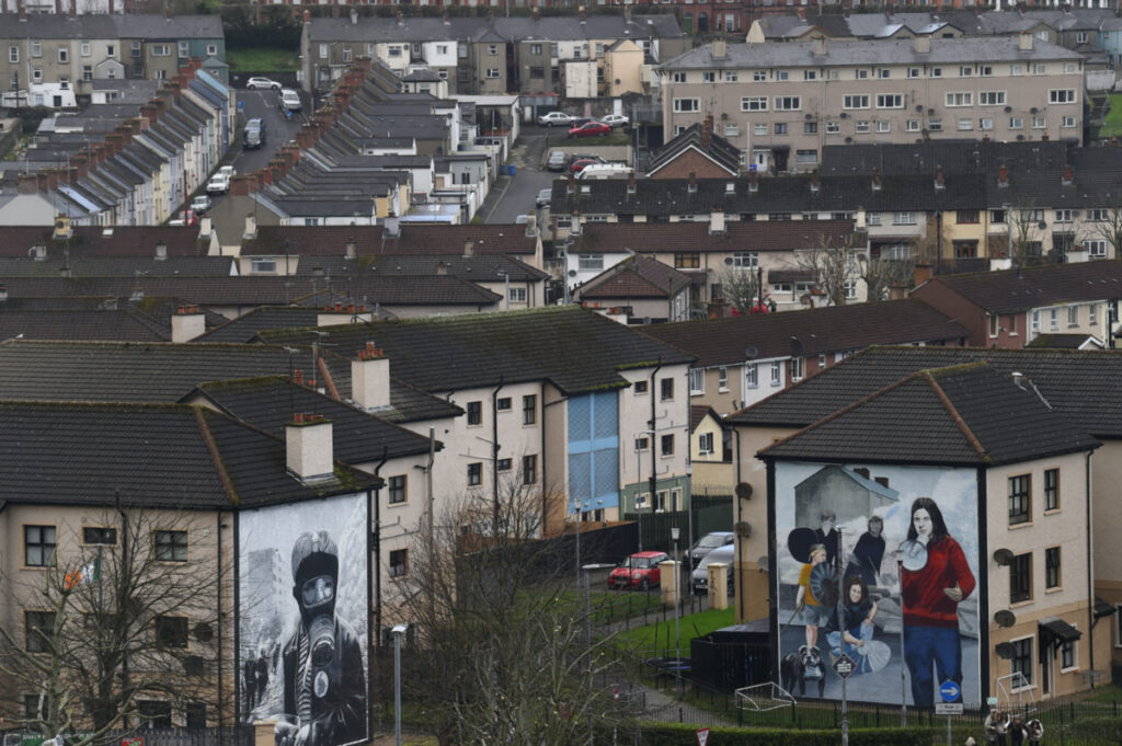 A general view of Bogside area murals ahead of the 50th anniversary of the "Bloody Sunday" shootings, in Londonderry, Northern Ireland, on 29th January, 2022.