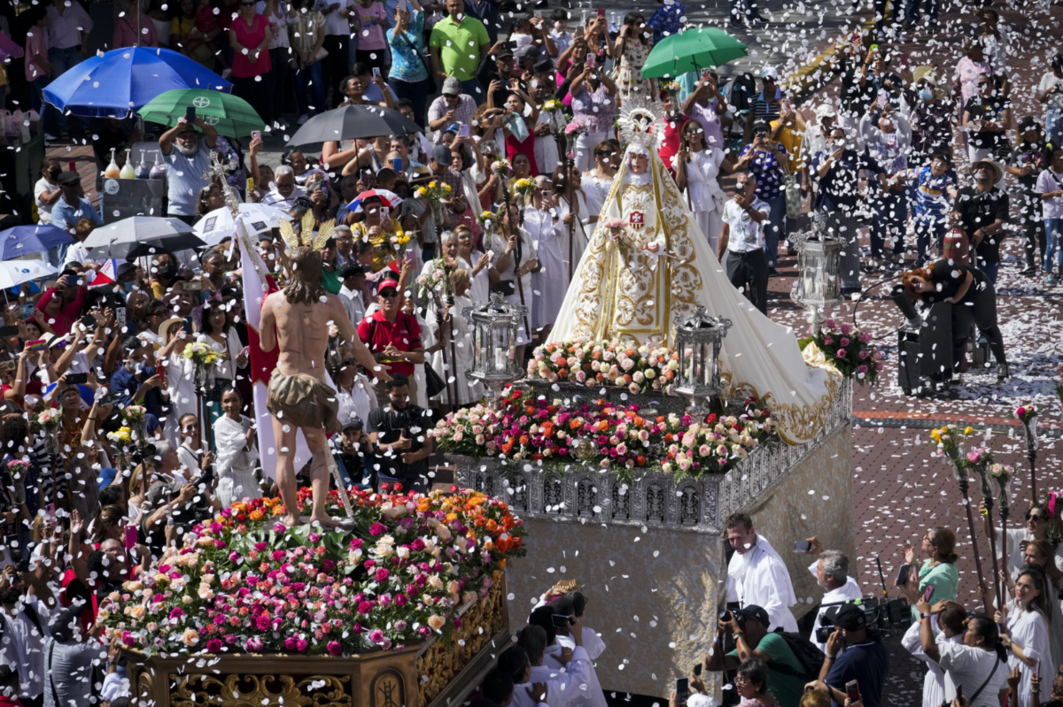People attend an Easter Sunday procession in Panama City, on Sunday, 9th April, 2023.
