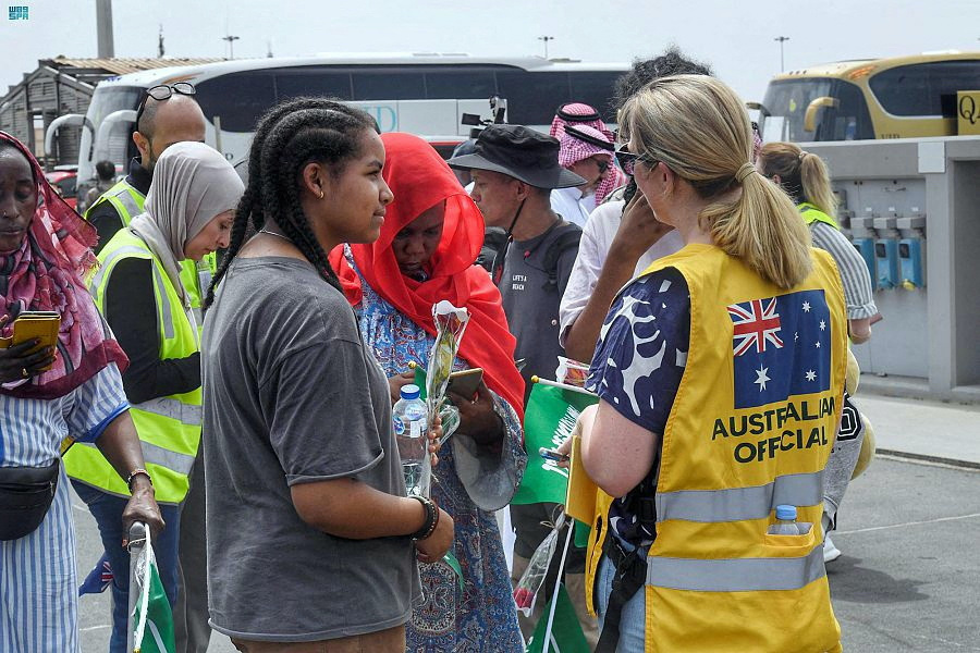 People of different nationalities arrive at Jeddah Sea Port after being evacuated by Saudi Arabia from Sudan to escape the conflicts, Jeddah, Saudi Arabia, on 28th April, 2023
