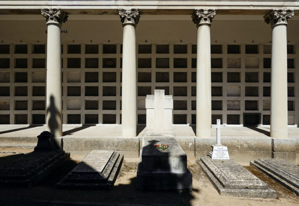 Tombs of the Primo de Rivera family are seen on the San Isidro cemetery in Madrid, where the remains of Jose Antonio Primo de Rivera, founder of Spanish fascist Falange party, might be buried after being exhumed from the Franco-era monument known as "The Valley of the Fallen" on Monday in Madrid, Spain, on 23rd April, 2023.