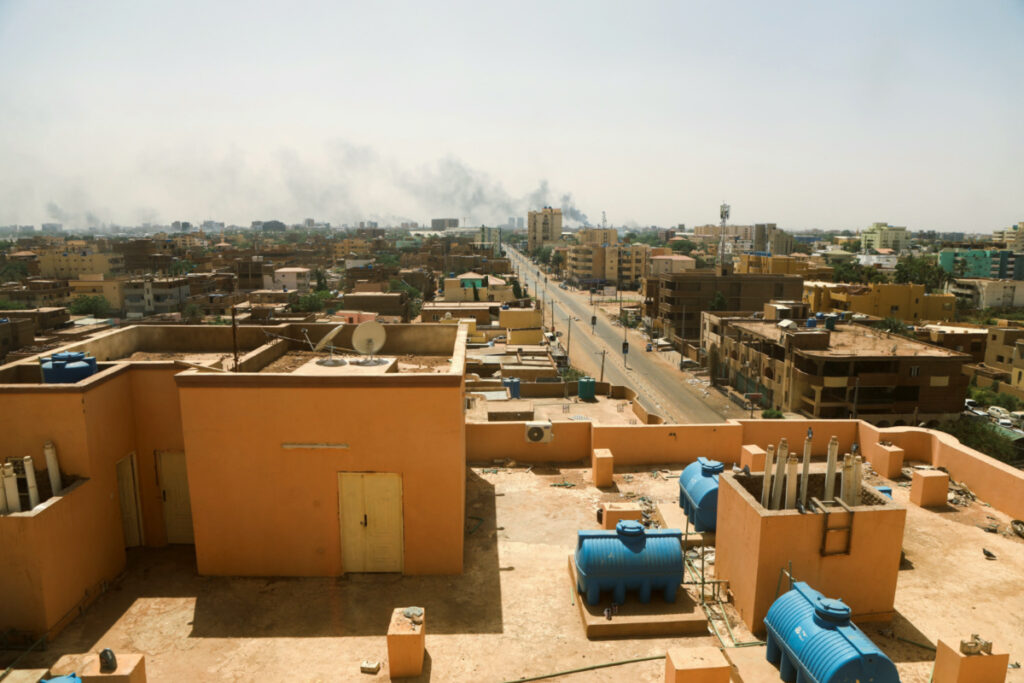 Smoke rises over buildings during clashes between the paramilitary Rapid Support Forces and the army in Khartoum, Sudan, on 17th April, 2023.