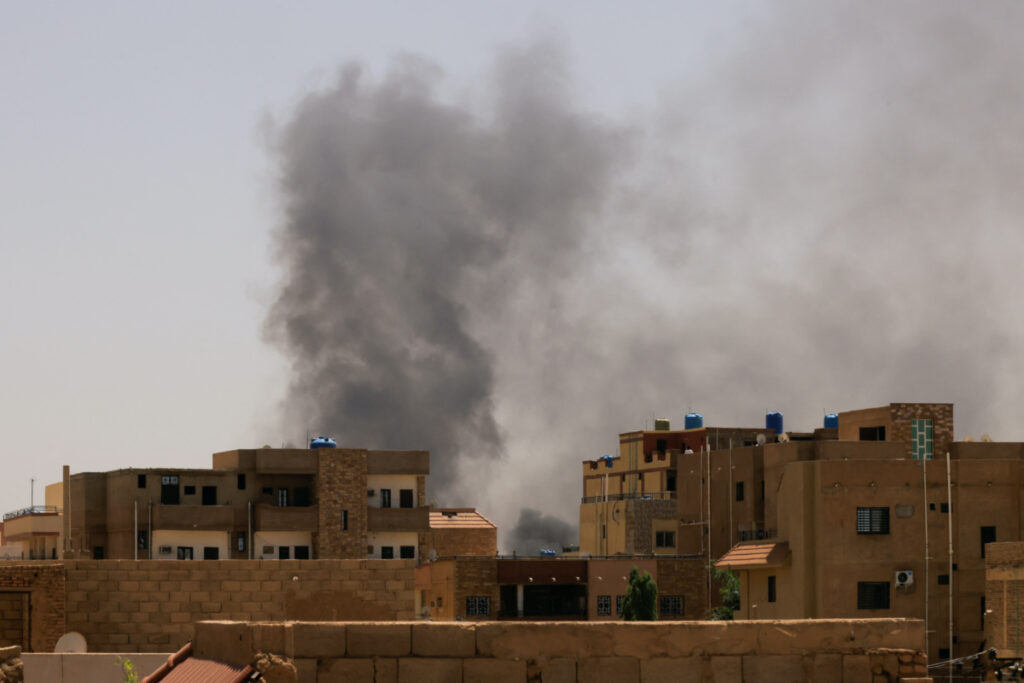 Smoke is seen rise from buildings during clashes between the paramilitary Rapid Support Forces and the army in Khartoum North, Sudan, on 22nd April, 2023