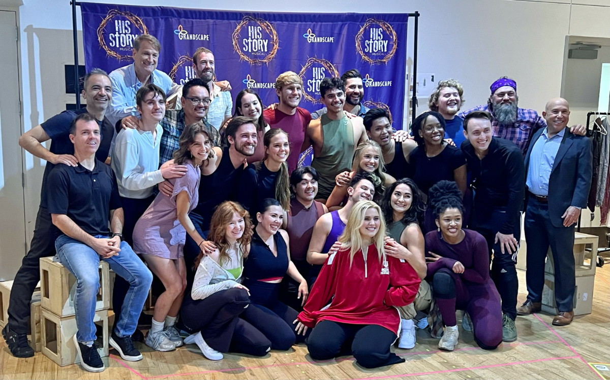 The company of “His Story: The Musical" meets with the press in Dallas on April 18, 2023