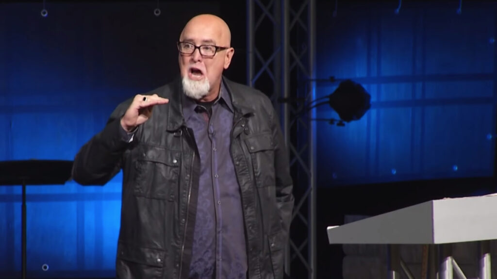 Pastor James MacDonald preaches at Harvest Bible Chapel in January, 2019.