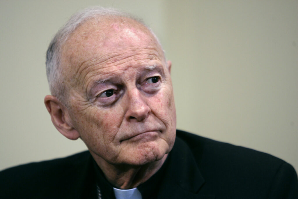 Former Washington Archbishop, Cardinal Theodore McCarrick listens during a press conference in Washington, on 16th May, 2006