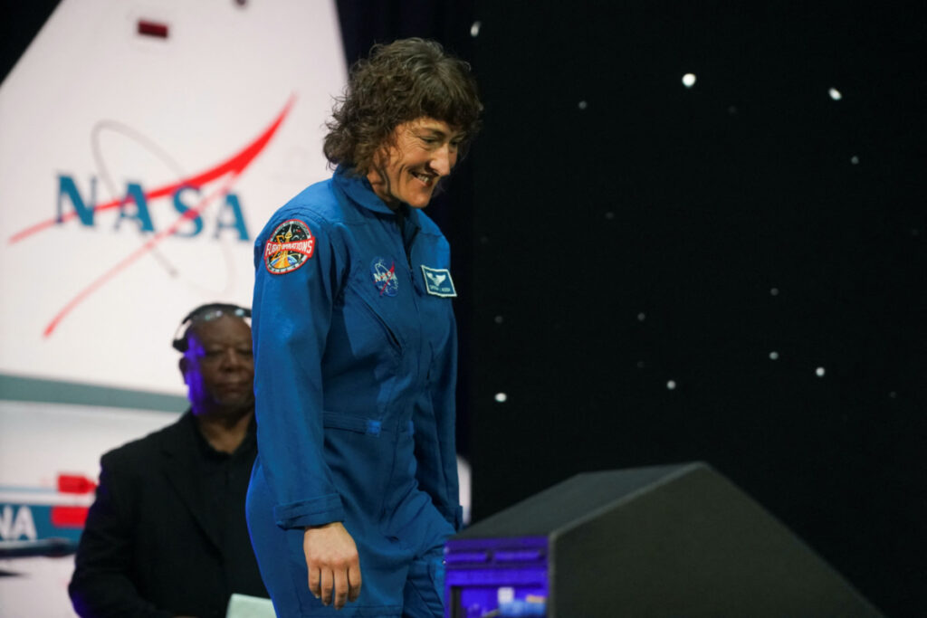 Christina Koch, a crew member of the Artemis II space mission to the moon and back, attends an NASA event in Houston, Texas, US, on 3rd April 2023.