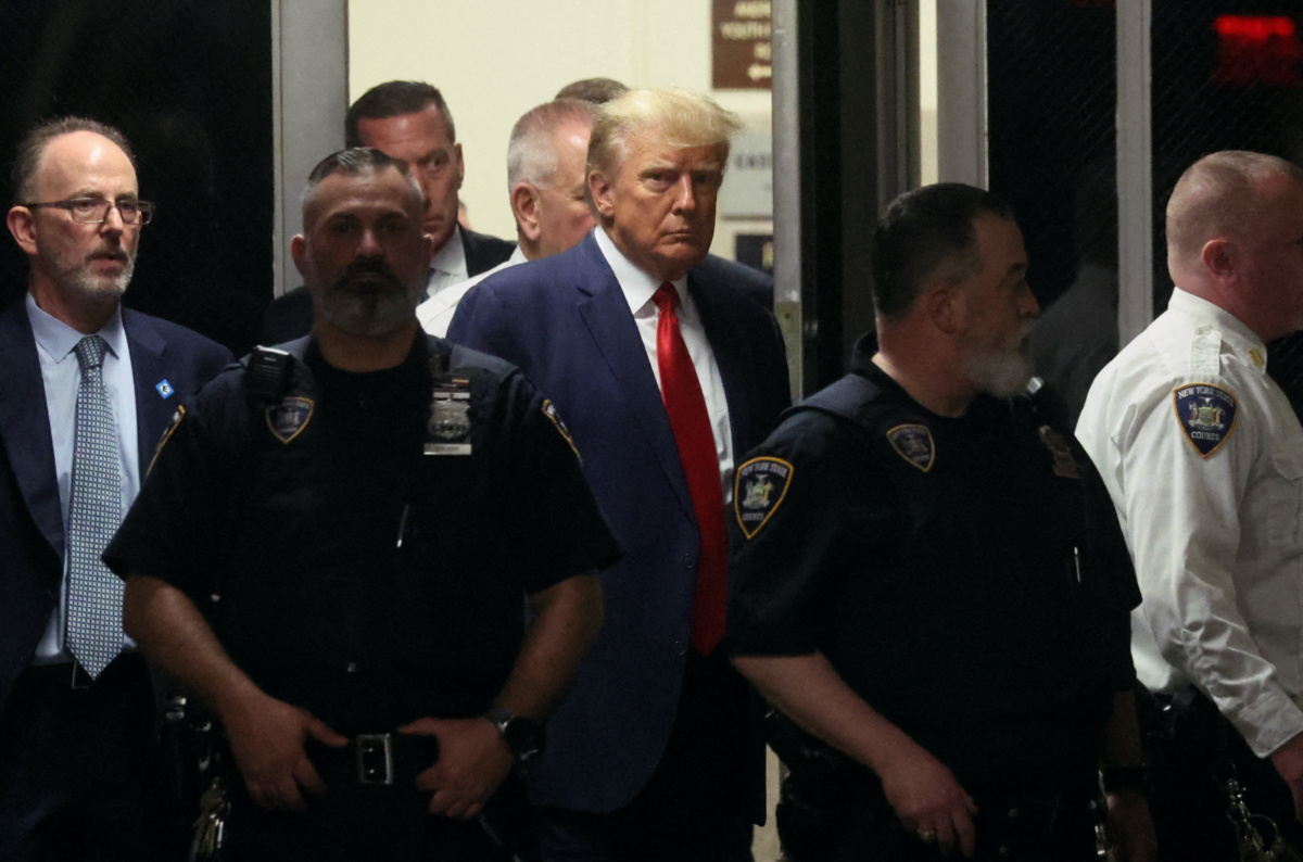 Former US President Donald Trump arrives at Manhattan Criminal Courthouse, after his indictment by a Manhattan grand jury, on 4th April, 2023.