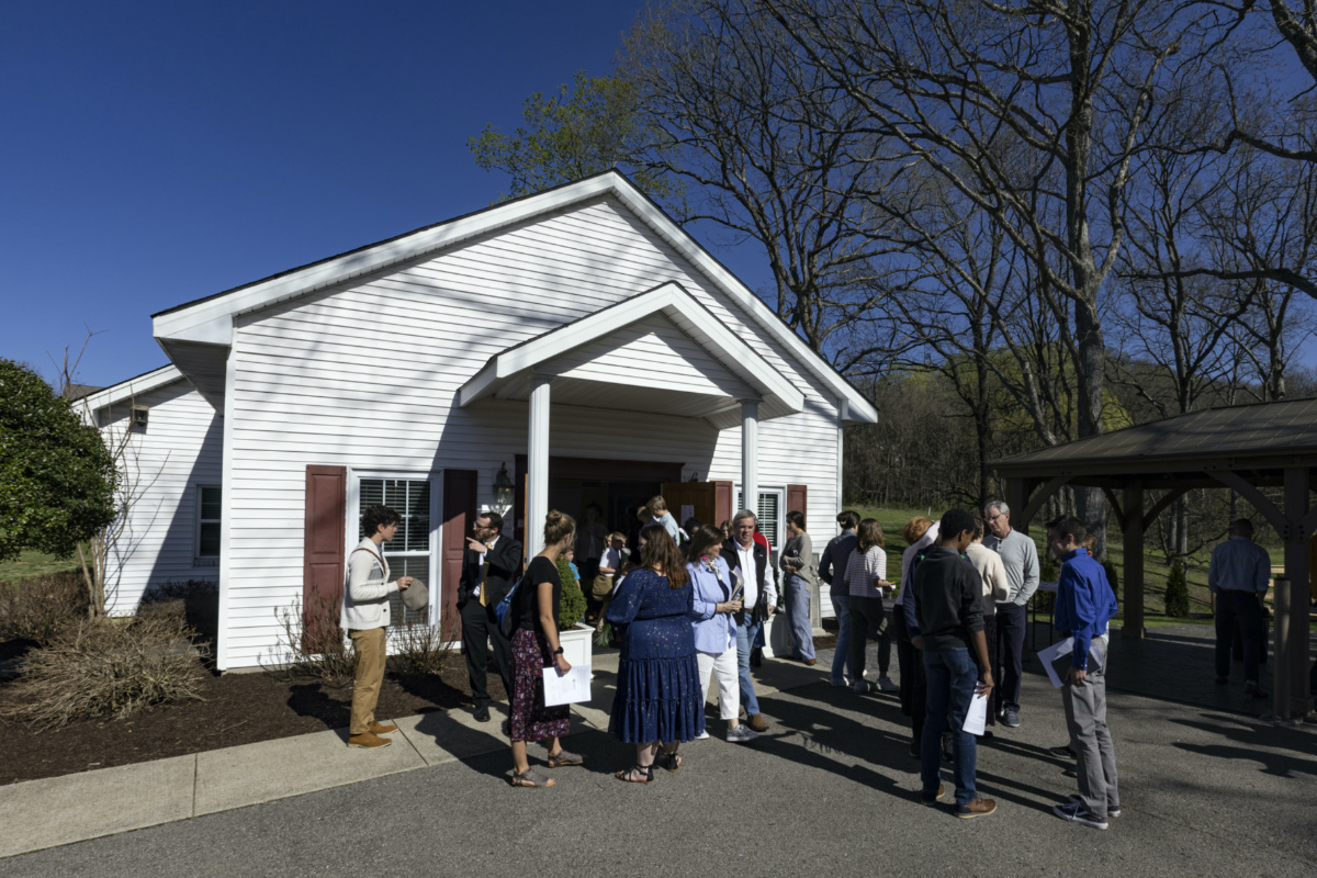 Parishioners leave Parish Presbyterian Church after a Palm Sunday service on Sunday, 2nd April, 2023, in Franklin, Tennessee. 