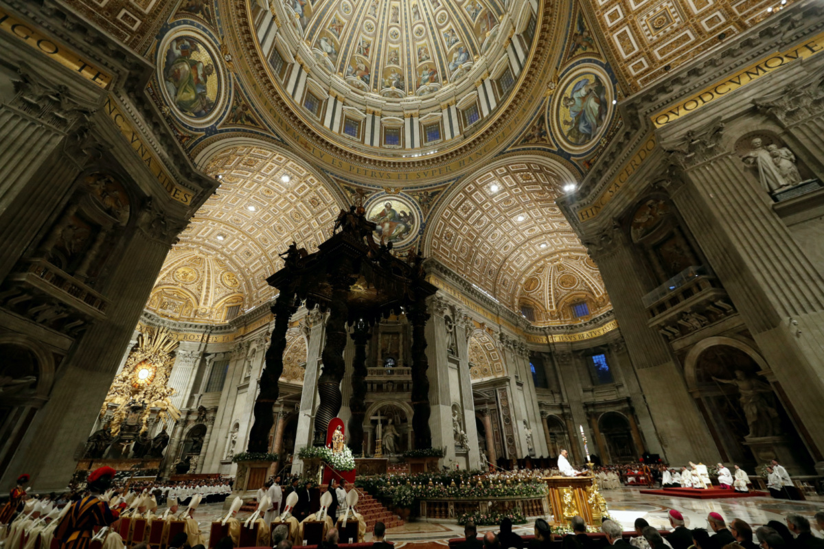Pope Francis presides over the Easter Vigil in Saint Peter's Basilica at the Vatican, on 8th April, 2023. 