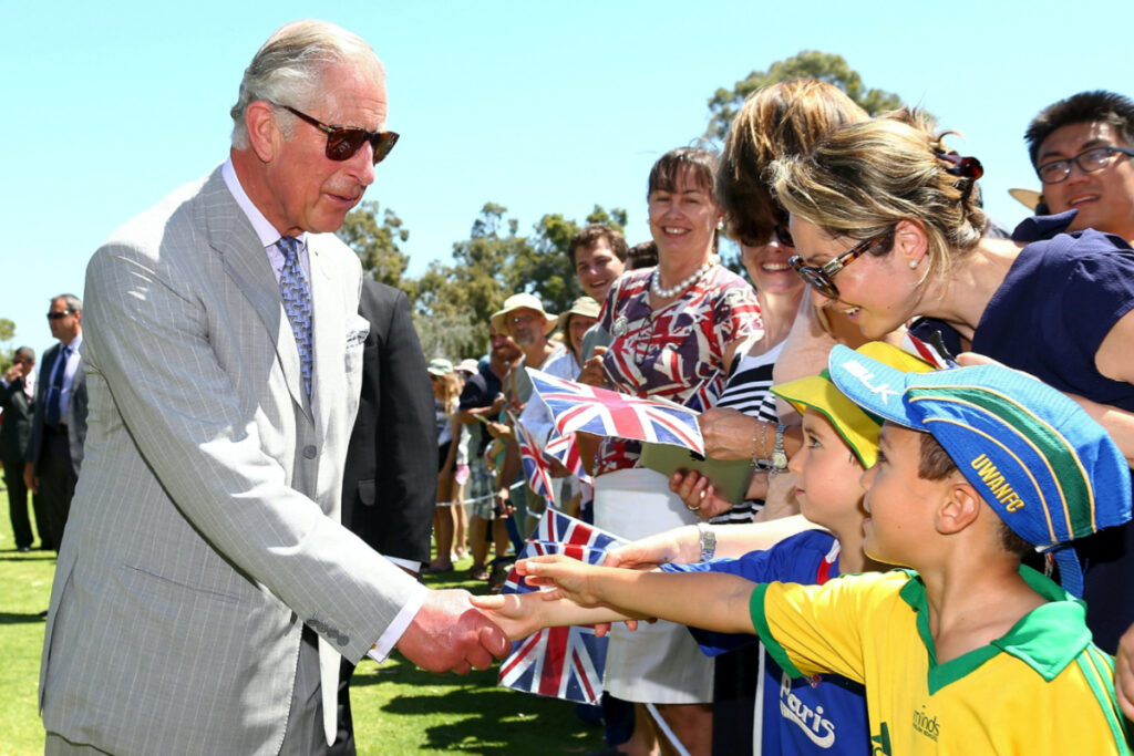 Britain's Prince Charles III meets well-wishers while on a walk through Kings Park in Perth, Western Australia, on 15th November, 2015.