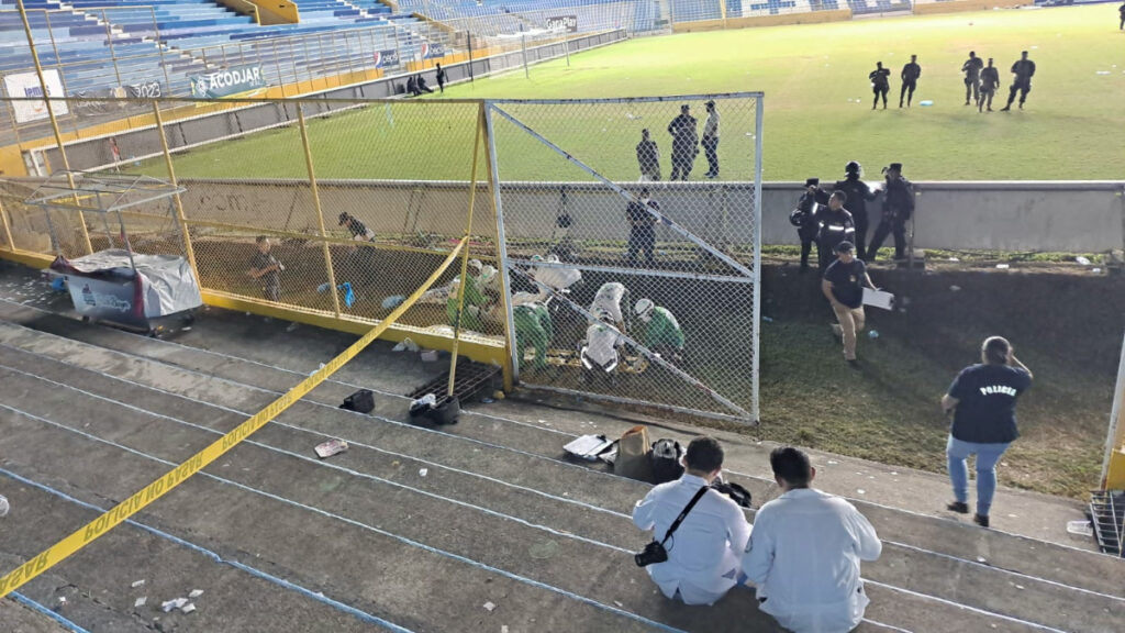 A view of the aftermath of a stampede at the Cuscatlan stadium in San Salvador, El Salvador, on 20th May, 2023, in this picture obtained from social media.