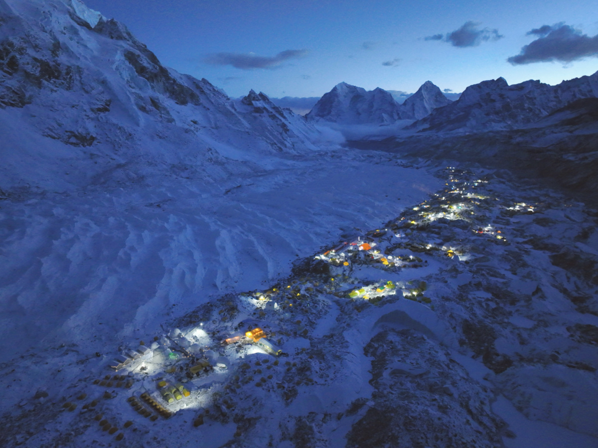 A general view of the Everest base camp taken from a drone, in Nepal on 24th April, 2023. 