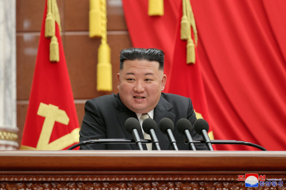 North Korean leader Kim Jong-un attends the 7th enlarged plenary meeting of the 8th Central Committee of the Workers' Party of Korea in Pyongyang, North Korea, on 1st March, 2023 i