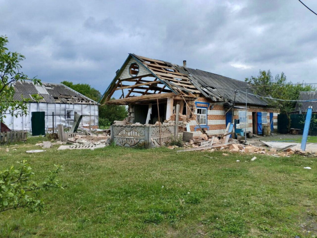 A view shows damaged buildings, after anti-terrorism measures introduced for the reason of a cross-border incursion from Ukraine were lifted, in what was said to be a settlement in the Belgorod region, in this handout image released on 23rd May, 2023.