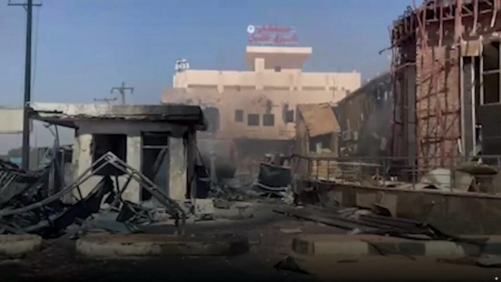 A general view of the damaged East Nile Hospital in Khartoum, Sudan, in this screen grab taken from a social media video released on 15th May, 2023.