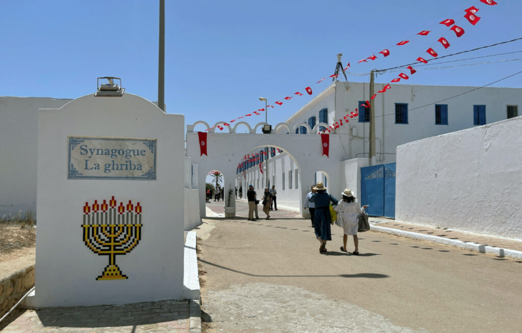 Jewish worshippers arrive at the Ghriba synagogue, during an annual pilgrimage in Djerba, Tunisia, on 18th May, 2022.