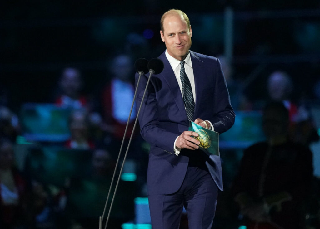 Prince William, Prince of Wales speaks at the Coronation Concert held in the grounds of Windsor Castle, Berkshire, to celebrate the coronation of King Charles III and Queen Camilla on Sunday 7th May, 2023.