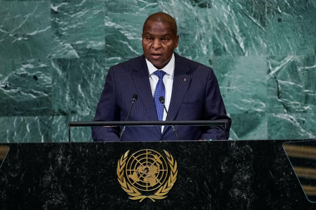 Central African Republic's President Faustin Archange Touadera addresses the 77th Session of the United Nations General Assembly at UN Headquarters in New York City, US, on 20th September, 2022.