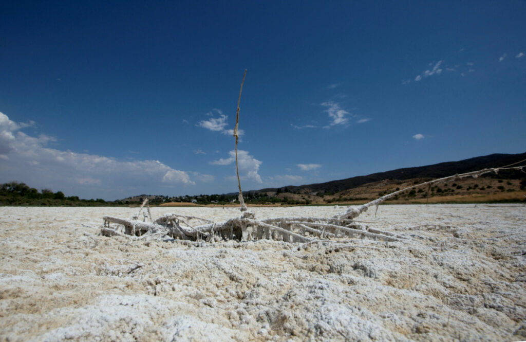 A view of Elizabeth Lake, that has been dried up for several years, as the region experiences extreme heat and drought conditions, in Elizabeth Lake, an unincorporated community in Los Angeles County, California, US, on 18th June, 2021.