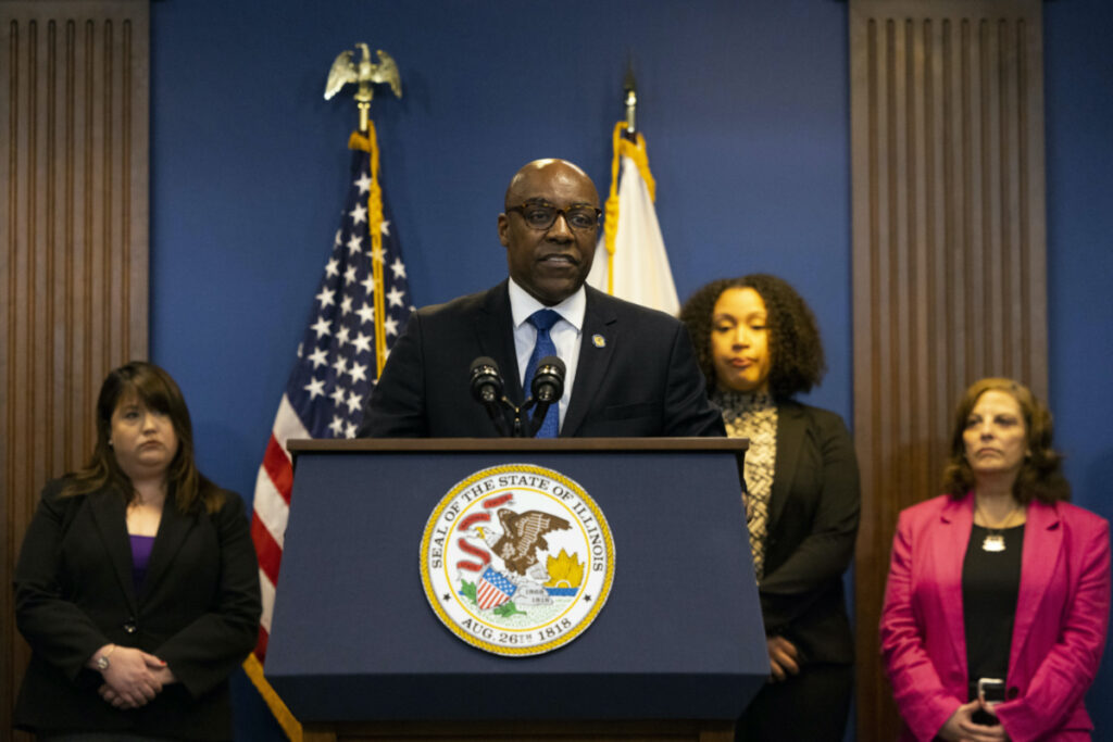 Illinois Attorney General Kwame Raoul speaks on the findings of his office's investigation into Catholic Clergy Child Sex Abuse in Chicago, on Tuesday, 23rd May, 2023.