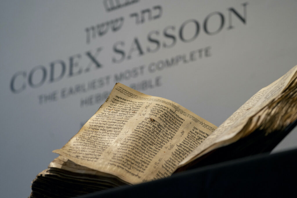 Sotheby's unveils the Codex Sassoon for auction, on Wednesday, 15th February, 2023, in the Manhattan borough of New York.