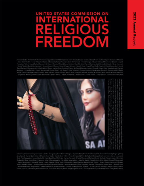 The US Commission on International Religious Freedom 2023 Annual Report cover.