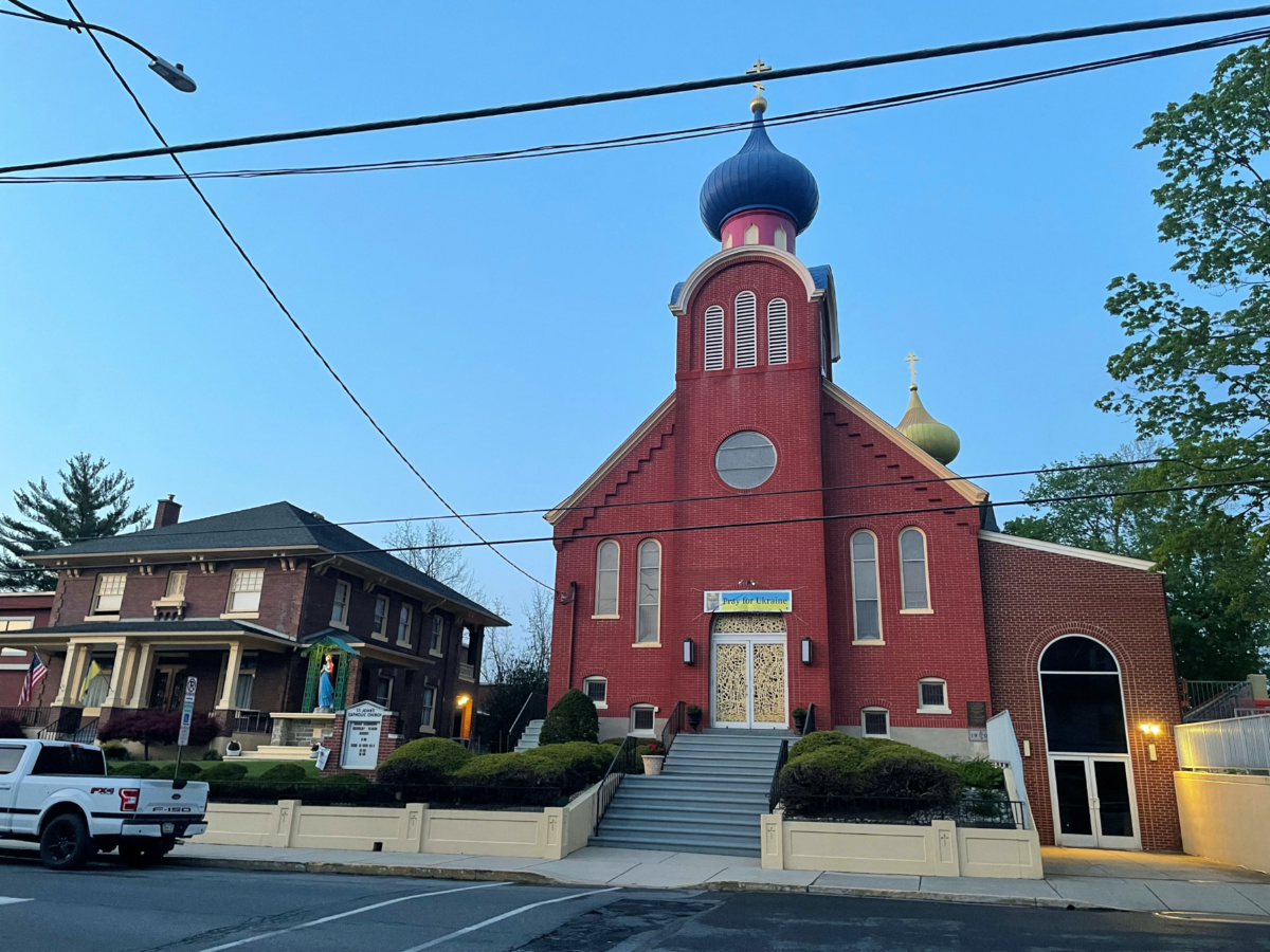 Exterior of St John the Baptist Ukrainian Catholic Church in Northampton, Pennsylvania, US, on 26th April, 2023. 