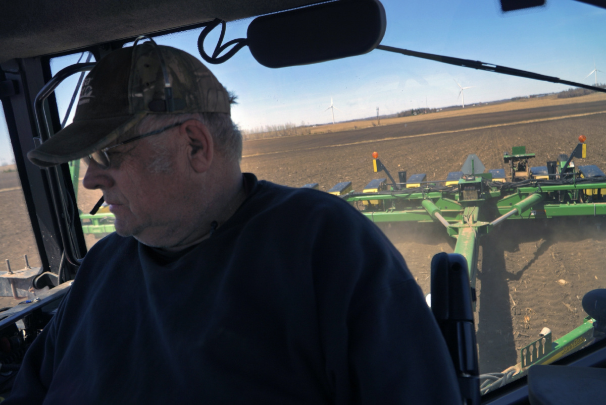 Crop farmer Bob Worth plants corn in one of the many fields on his family's farm in Lake Benton, Minnesota, on Tuesday, 2nd May, 2023.